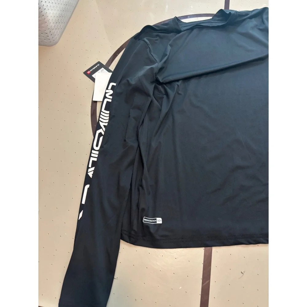 403 Quiksilver Mens Long Sleeve Rash Guard Black UPF 50+ Quick Dry Swim Shirt M